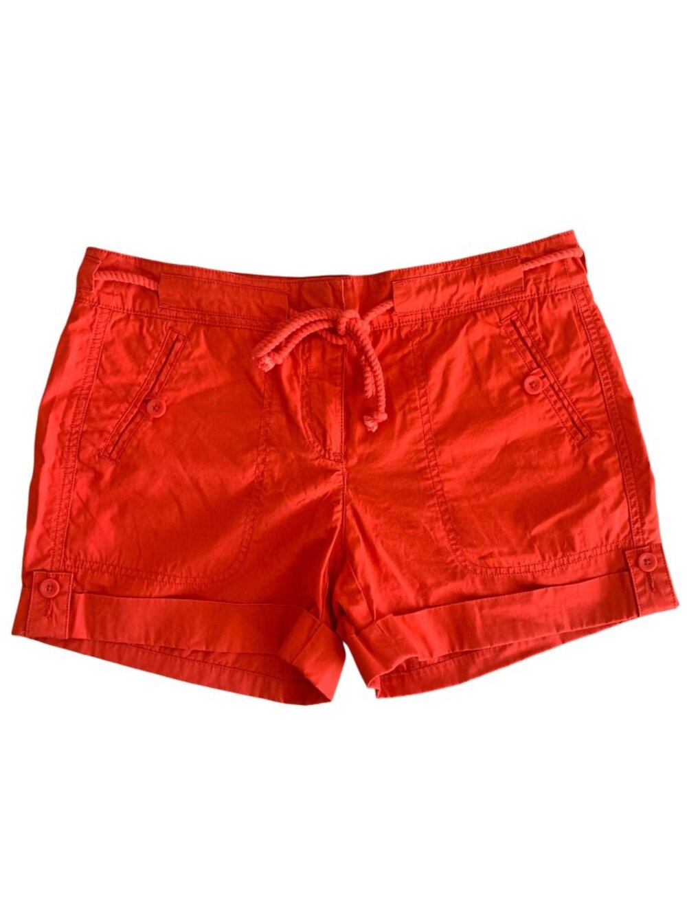 ANN TAYLOR LOFT Orange Drawstring Waist Cuffed-Hem 3.5" Inseam Shorts NWT Size 4